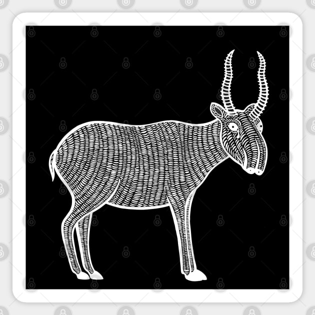 Saiga Antelope - hand drawn endangered animal design Sticker by Green Paladin